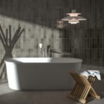 RAK Portofino Greige Glossy Brick Ceramic Tile - Image 3